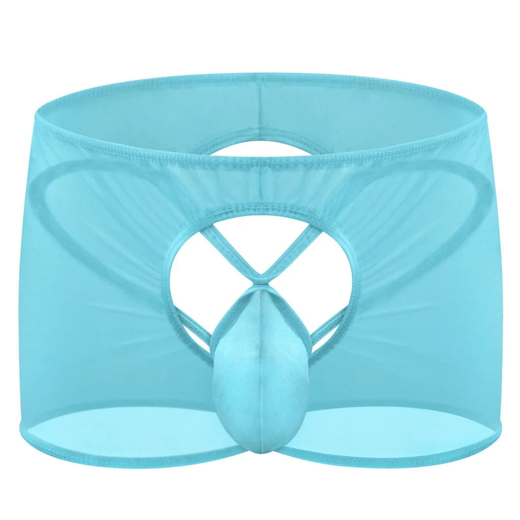 

Men's Erotic Boxy Underwear Gay Sexy Low Waist Jockstraps Transparent Buttocks Boxers Set Homme Front and Back Open Hole Panties