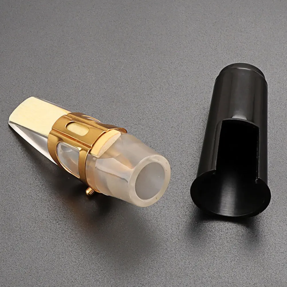 Alto Sax Mouthpiece Kit with Sturdy Metal Ligature Transparent Plastic Cap Easy Assembly Disassembly Saxophone Kit Saxophone