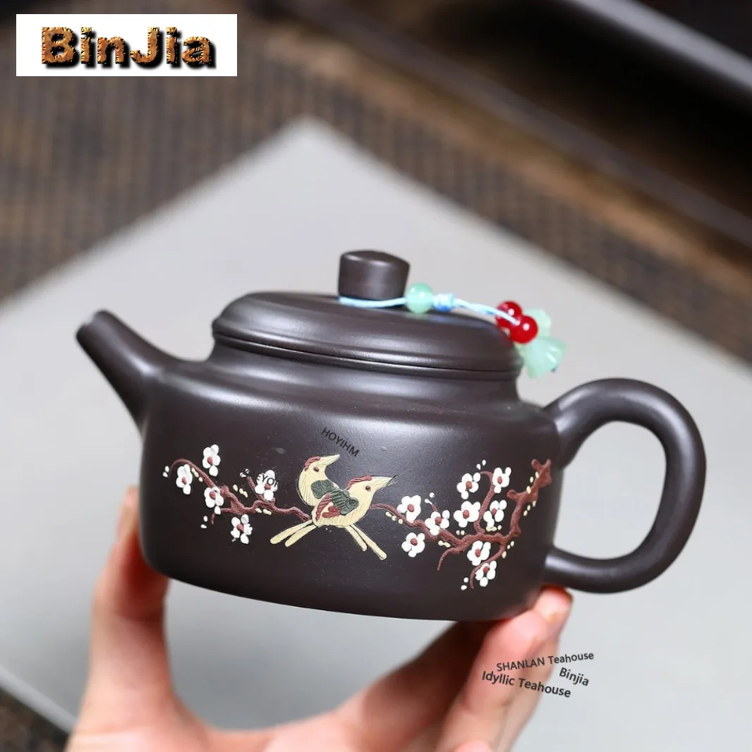 

Элегантный чайник из исинской глины (230 мл), ручной работы, модель De Zhong, из черной глины Zhu Mud (сырье), для заваривания чая, набор для чаепития Zisha, ручная работа