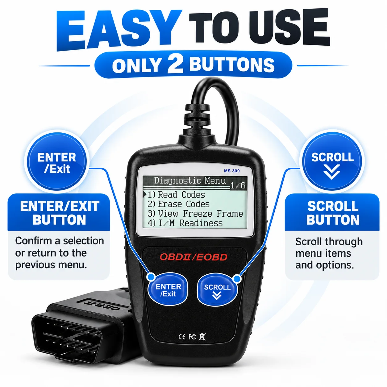 Ms309 Obd2 Scanner Automotive Engine Fault Code Reader Obdii Diagnostic Tool Check Engine Light Tester