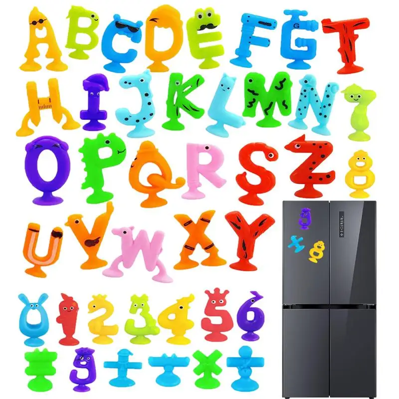 

Suction Toys Silicone Sucker Toys Alphabet Sensory Travel Fidget Toys Sensory Travel Toys Bath Toys STEM Toys Bathtub Toys