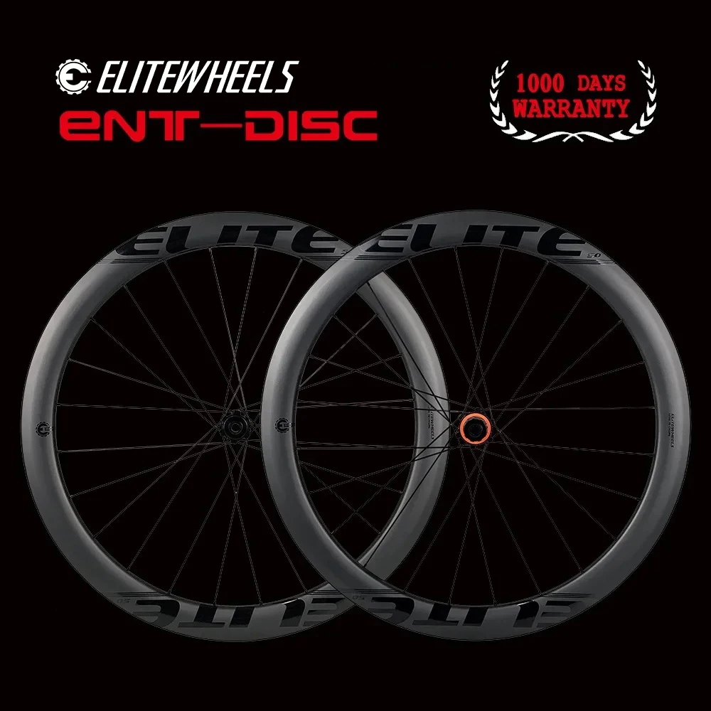 

ELITEWHEELS Carbon Wheels Disc Brake 700c Road Bike Wheelset ENT UCI Quality Carbon Rim Center Lock Or 6-blot Bock Road Cycling