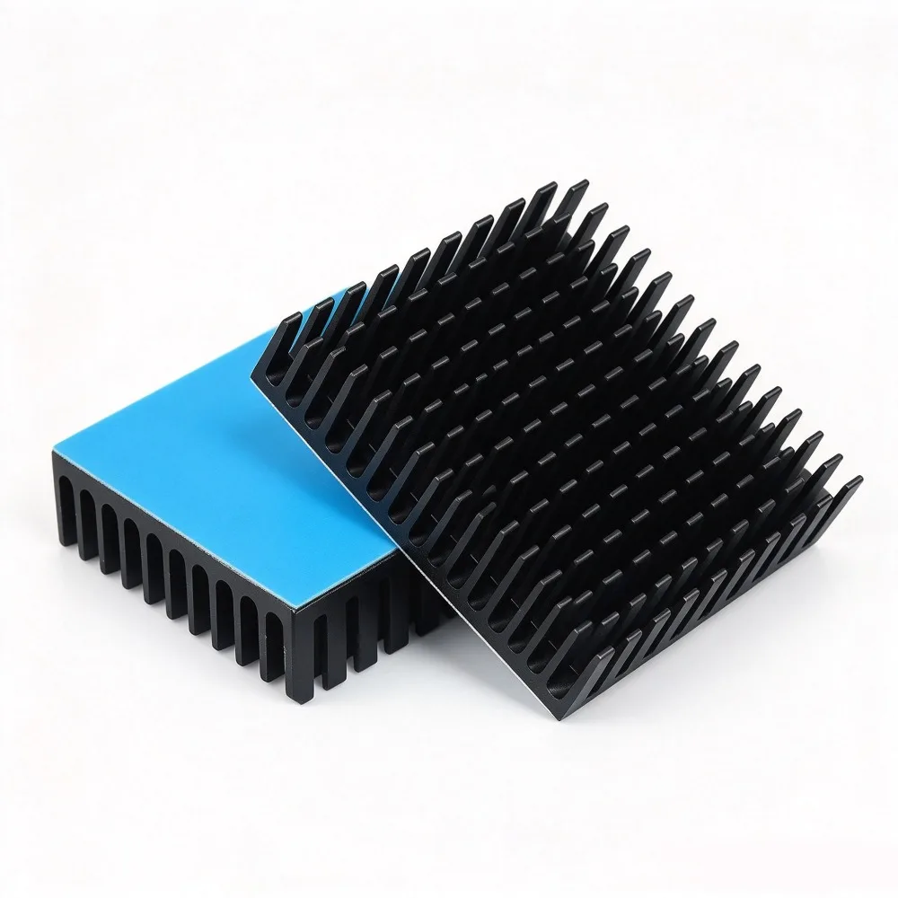 2pc 40x40x11mmAluminum Heatsink Black Anodized Sink with Thermal Adhesive Tape for 3D Print Step Motor Raspberry Pi CPU GPU Cool