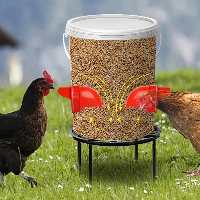 Automatic Chicken Feeder Poultry Feeder DIY Rainproof Feeder Port Kit for Bucket Tank Barrels Bins Gravity Feed Kit Troughs Bore