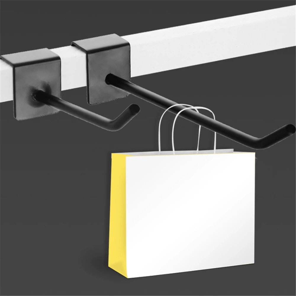 50/30/20/10/1PC Black Square Tube Hooks Retail Shop Peg Goods Display Shelf Multifunction Slatwall Hook Supermarket Display Hook