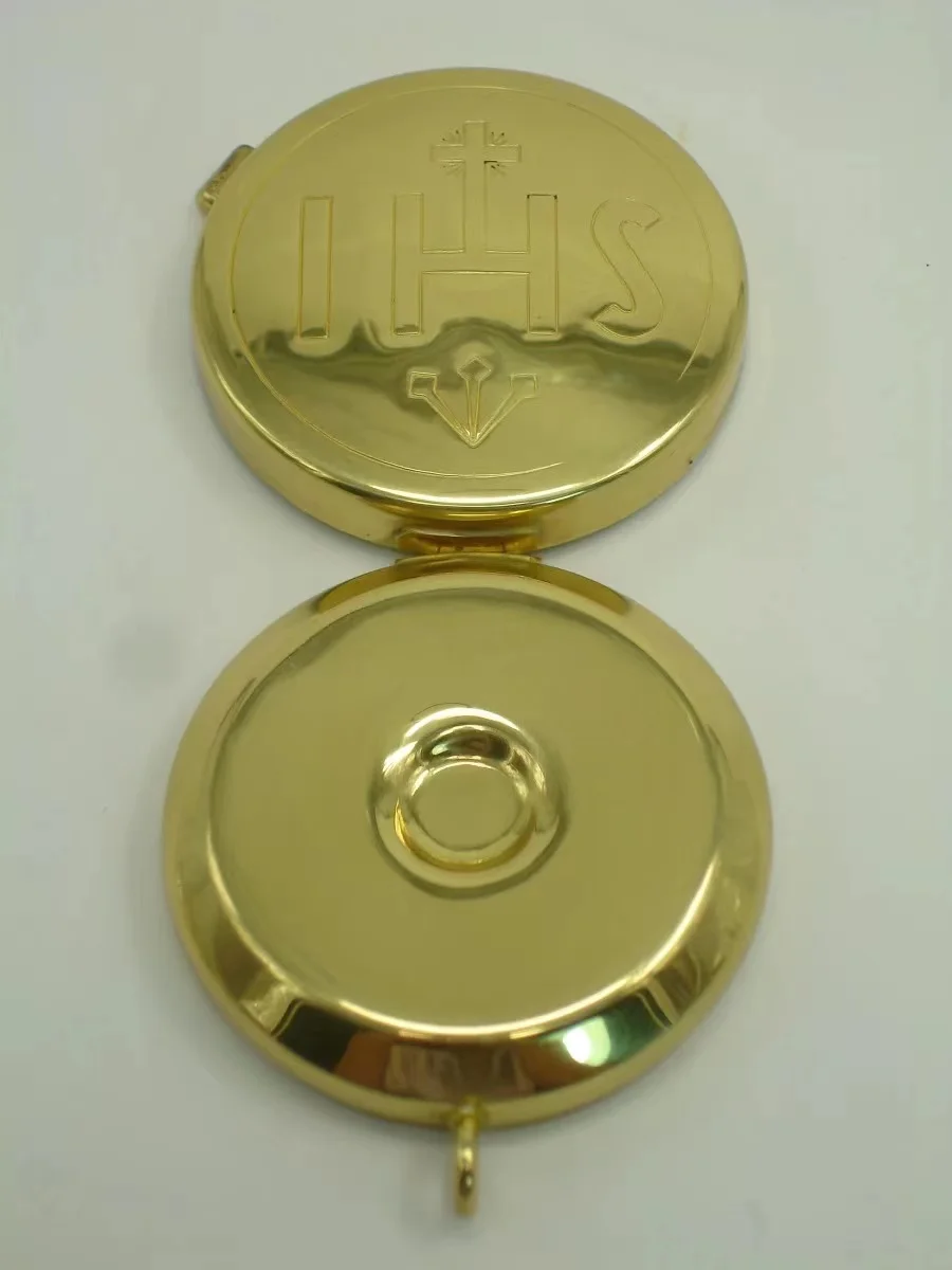 Pyx for the Eucharist, Catholic Brass Host Carrier, Religious Hostpital Church, Holy Communion Pyxes for Hosts