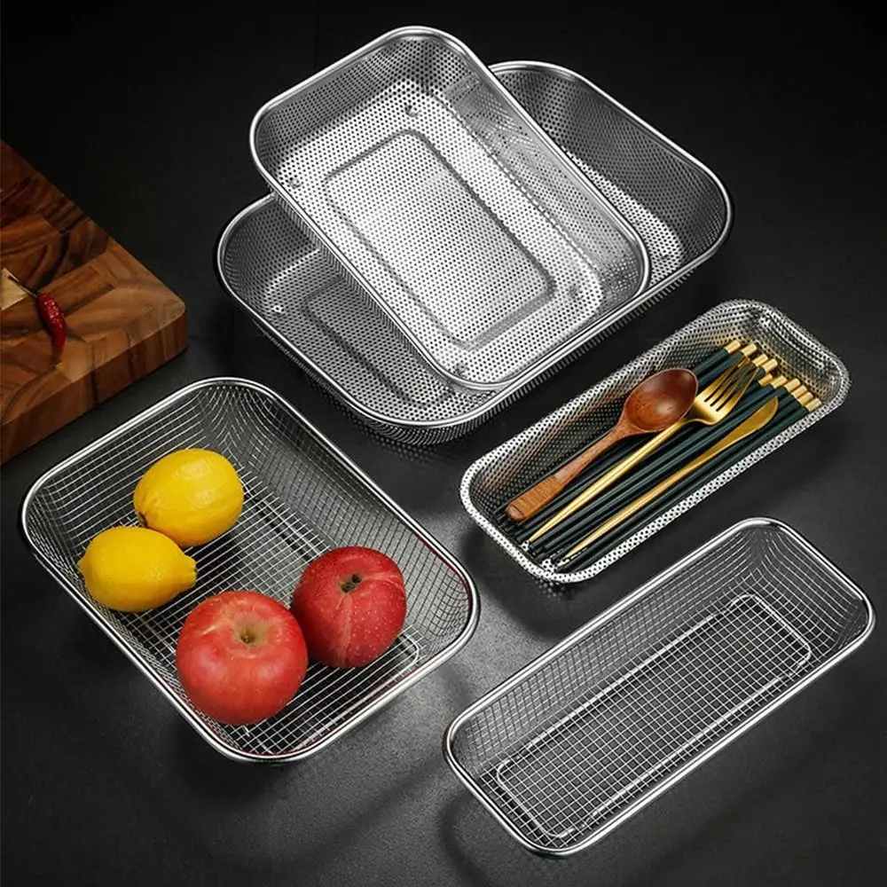 

Новая корзина для стирки из нержавеющей стали с квадратными ручками, сетчатый дуршлаг, сито для раковины для овощей, дуршлаг, корзины для хранения