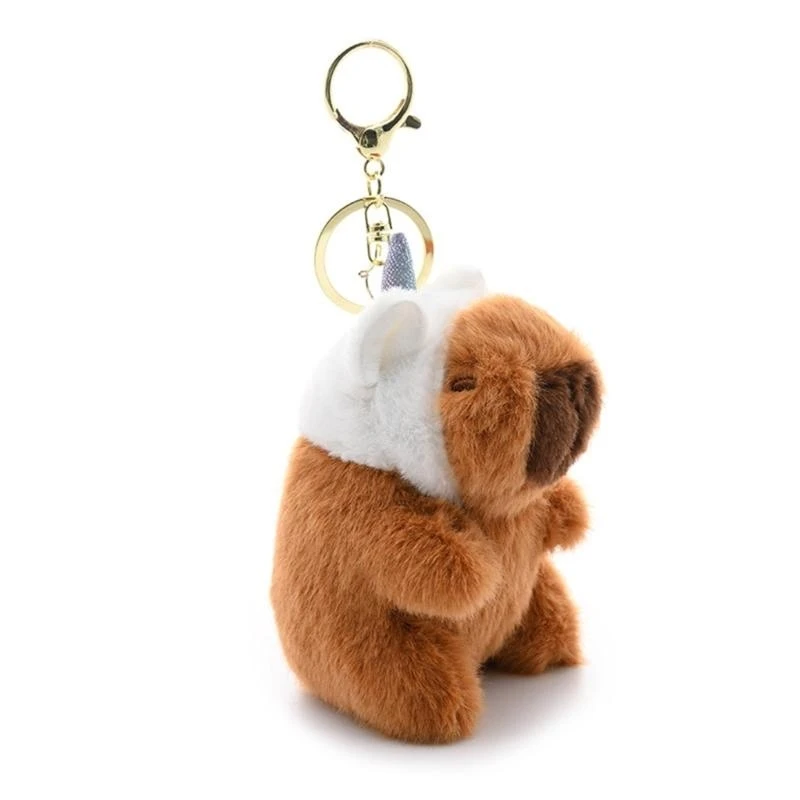 Y4QA Plush Capybara Doll Chain Ornaments Cartoon Hungingsペンダントバックパックペンダントドルキーリングチャームドール