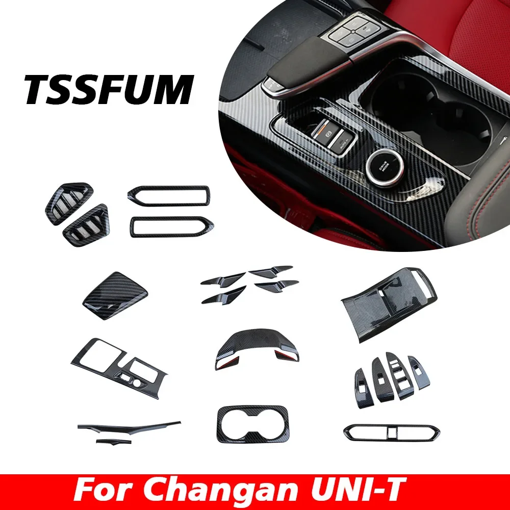 Car Interior ABS Carbon Fiber Sticker Control Gear Shift Panel Cover for Changan UNI-T 2020 2021 2022 2023 2024 2025 Accessories