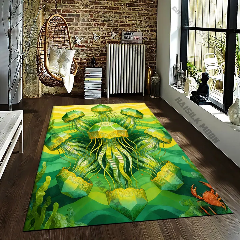 Colorful underwater jellyfish designcarpet Yoga living room room decor children's crawling mat doormat area rug games mat