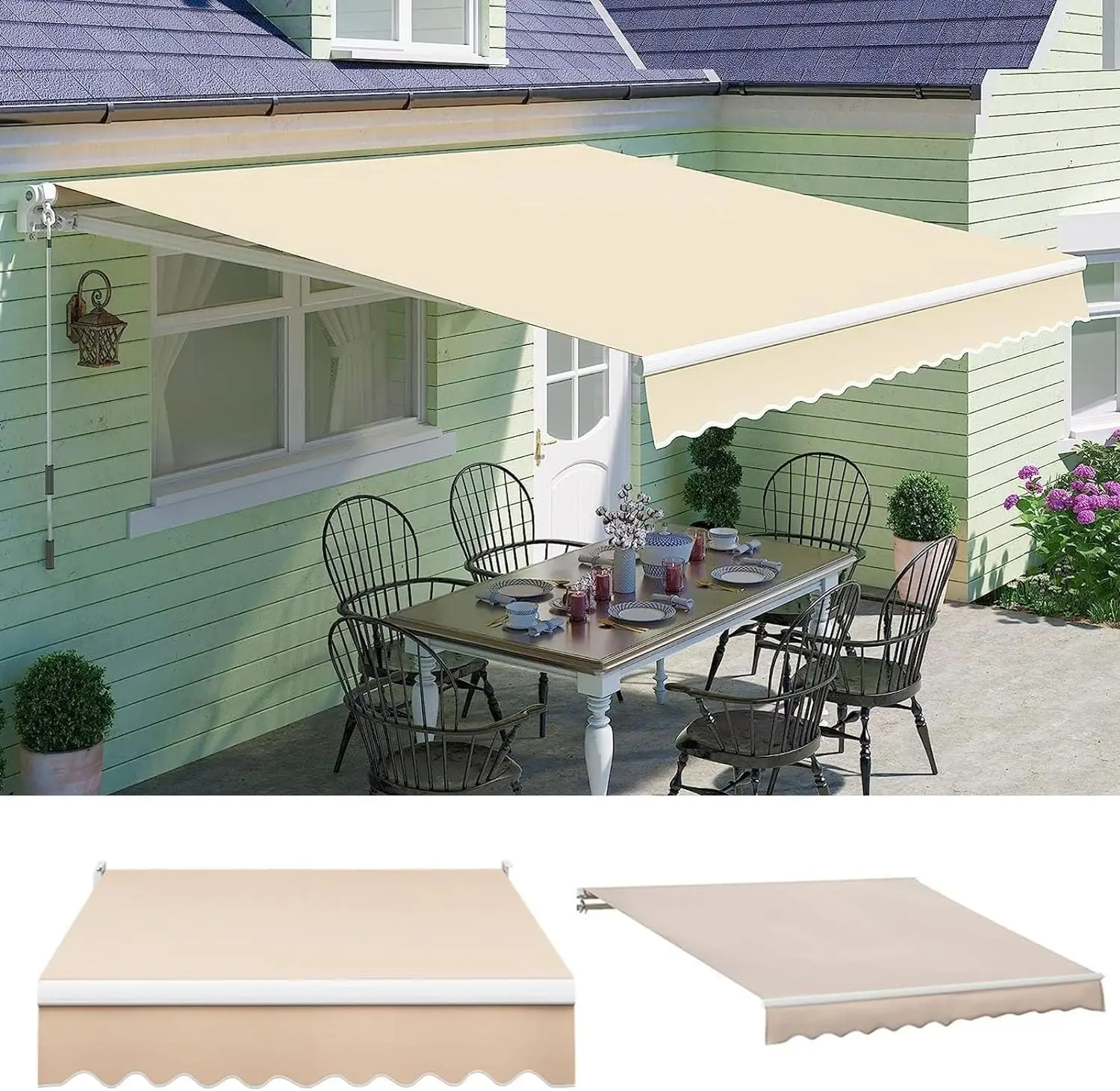 

100% Polyester Multi-Functional Retractable Patio Awning Convenient Durable Outdoor Decorative Awnings for Residential