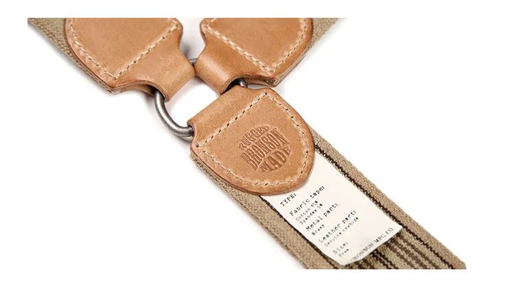 BRONSON Vintage Y Shape Suspenders, Old Time Patch Leather Braces, American Workwear Retro Shoulder Straps