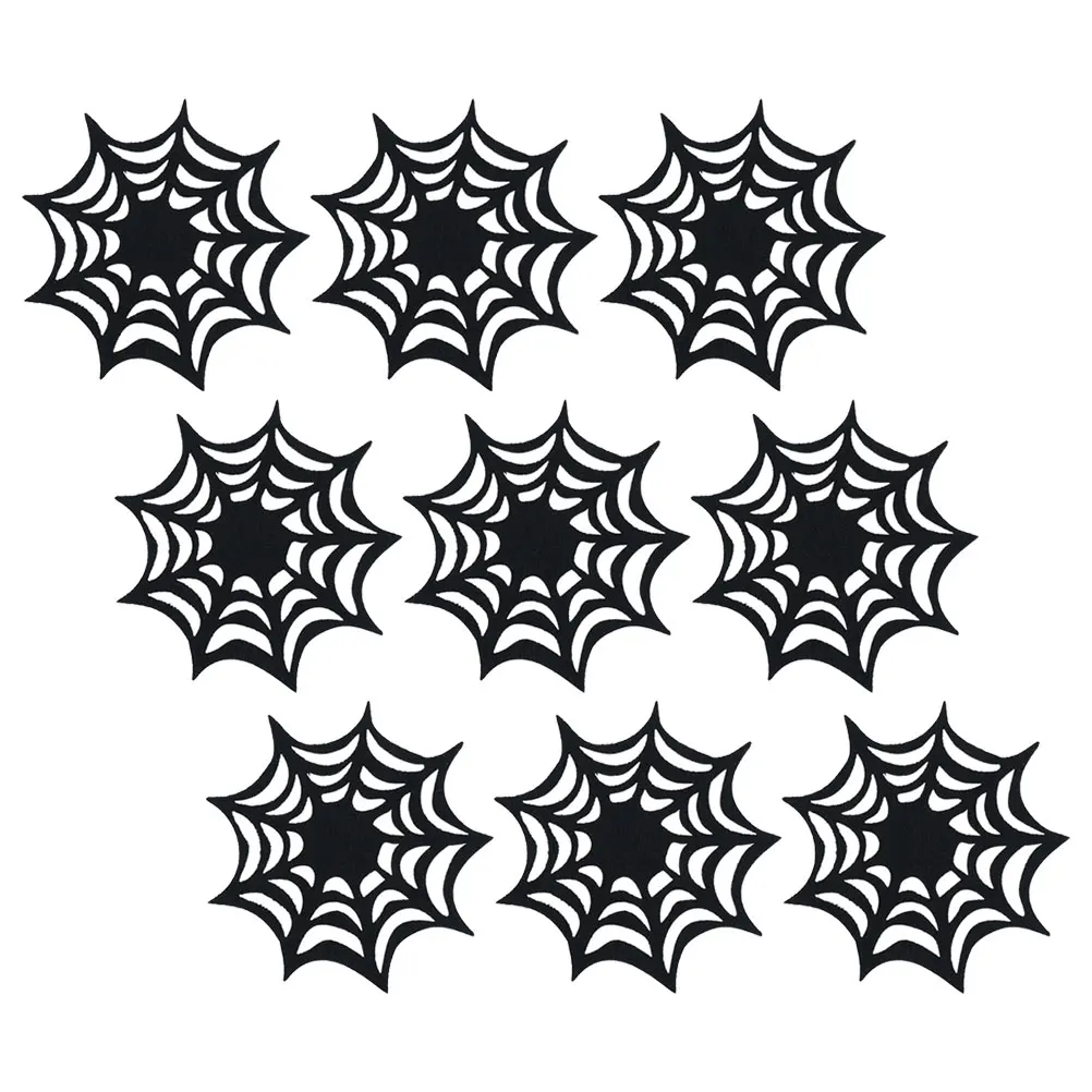 

9Pcs Spider Web Felt Coasters Halloween Decor Heat Insulating Reusable Drink Coasters for Tableware Protection