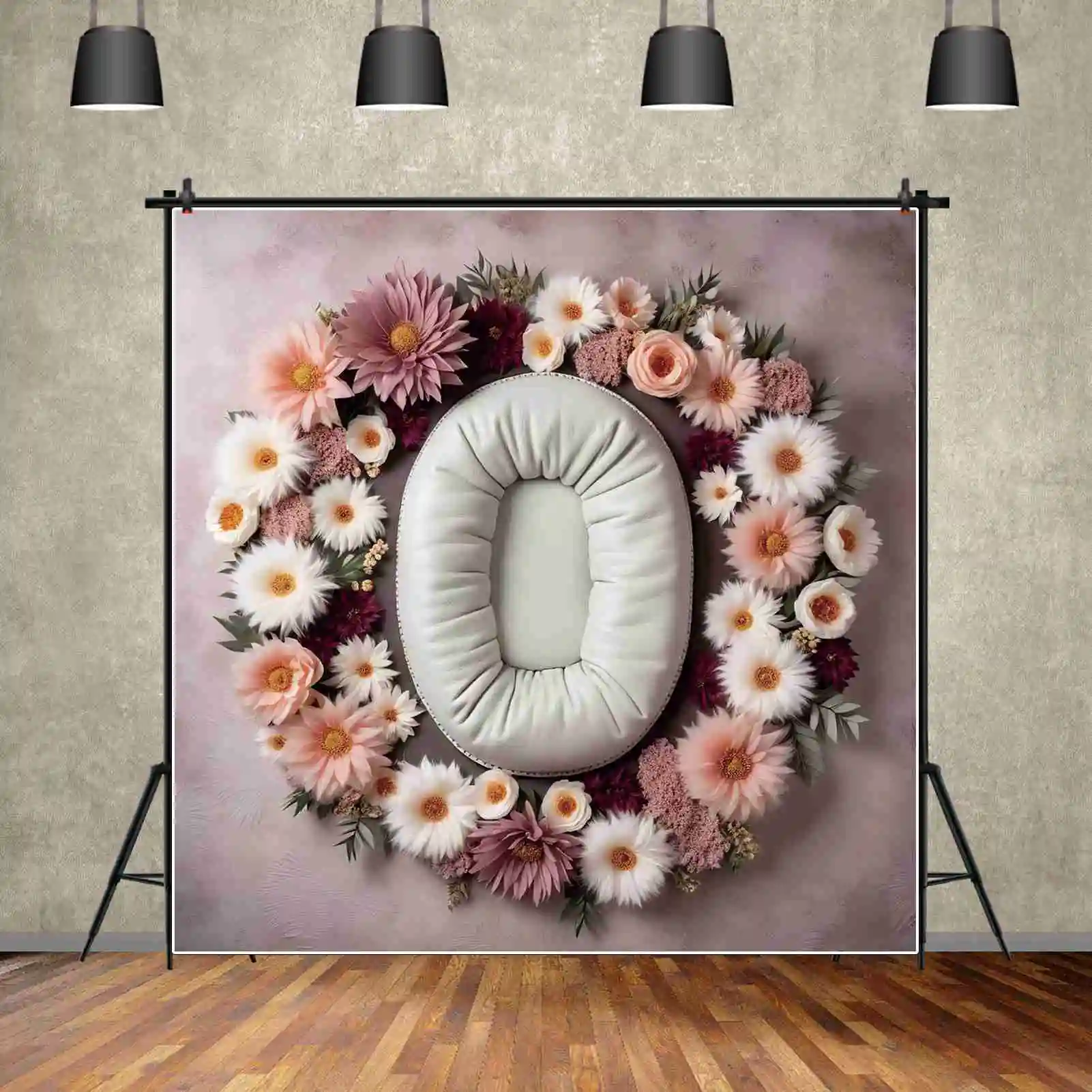 MOON.QG Newborn Baby Photo Props Backdrop Plush Blanket Flowers Photography Background Professional Photographic Studio Tools