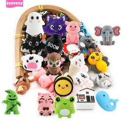 5Pcs New Cartoon Animals 3D Silicone Focal Beads Cows Pig Mouse Bead For Jewelry Making DIY Keychain Necklace Accessories