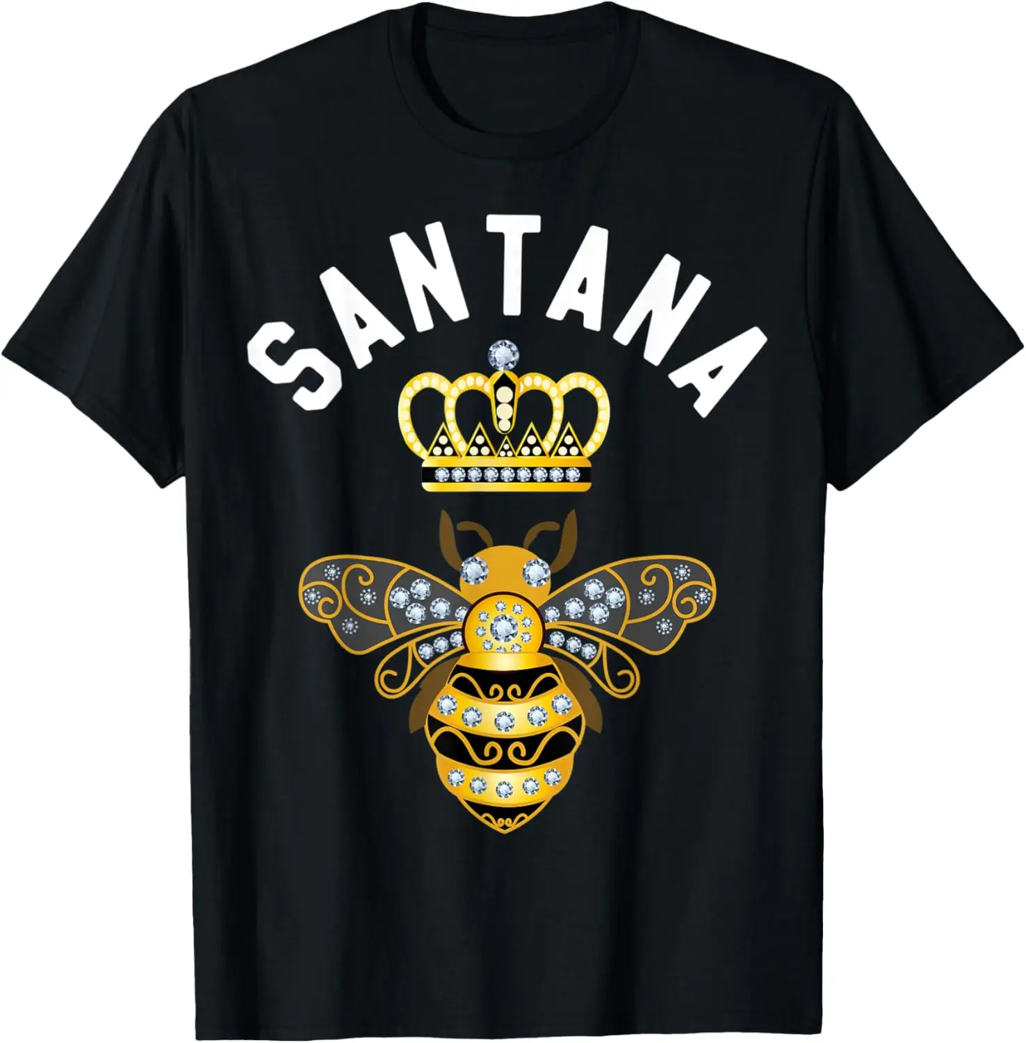 Name Birthday Gifts Queen Crown Bee Santana T-Shirt 100% Cotton Trendy Y2K Short-Sleeve Tee – Soft, Quick-Drying, &
