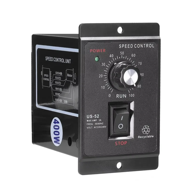 400W AC Motor Speed Controller US-52 220V Variable Speed Regulator for Gear Motor Industrial Automation