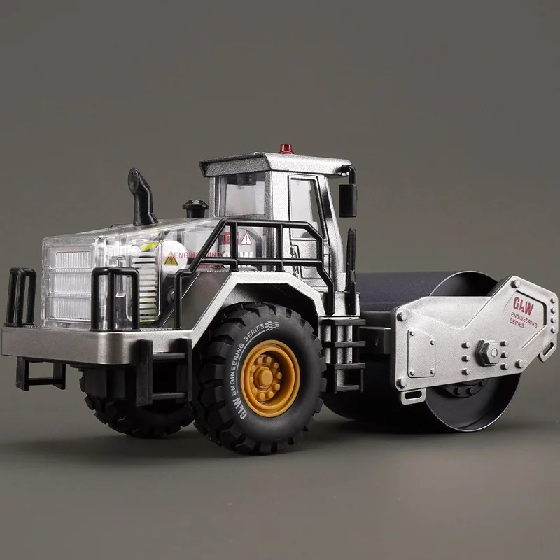 Alloy Diecast Road Roller Toy Inertia Construction Vehicle Engineering Educational Play Car Model Gift for Kids Toddler Learning