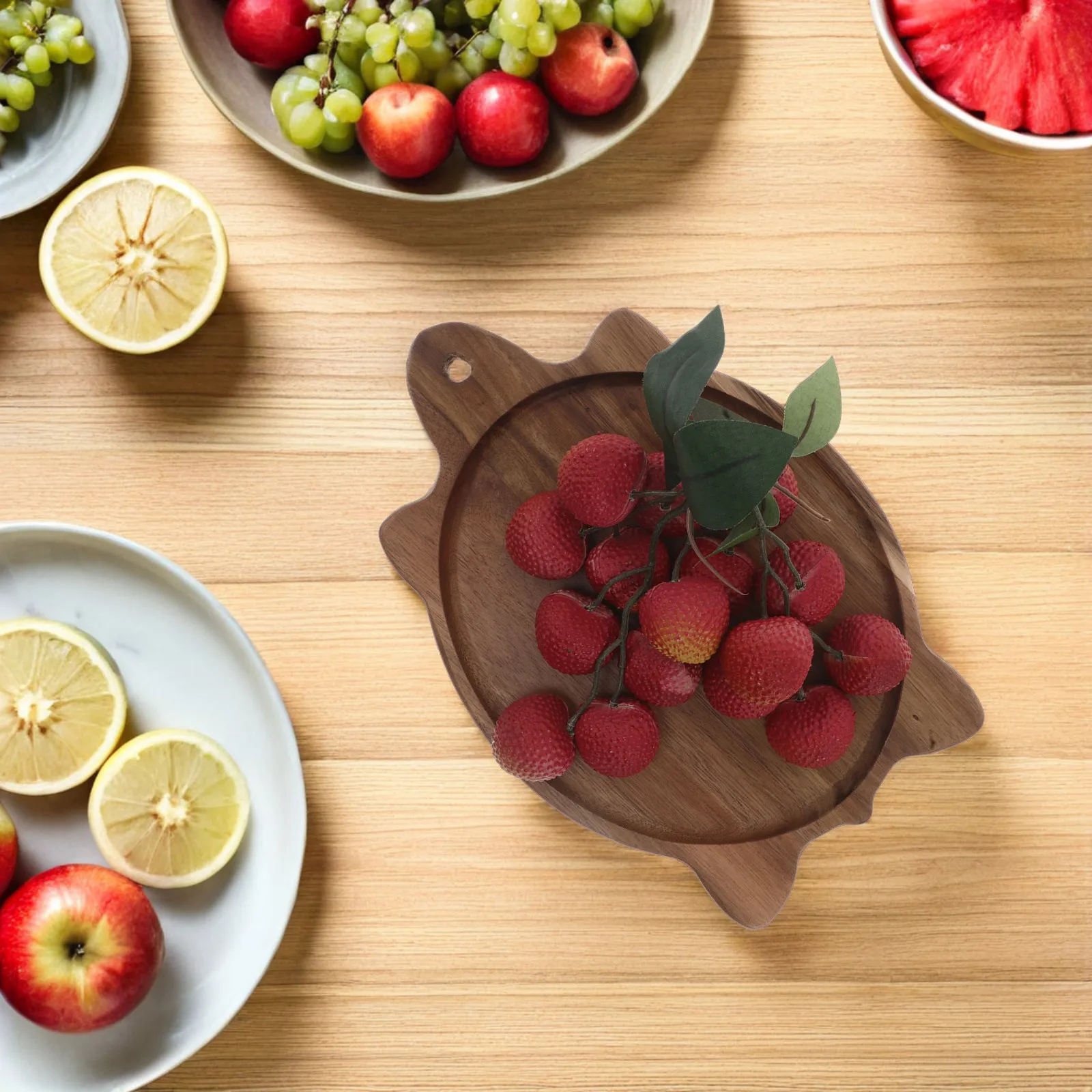 Acacia Wood Turtle Shaped Charcuterie Board Easter Solid Wooden Cheese Serving Tray Kitchen Snack Dessert Fruit Platter Natural