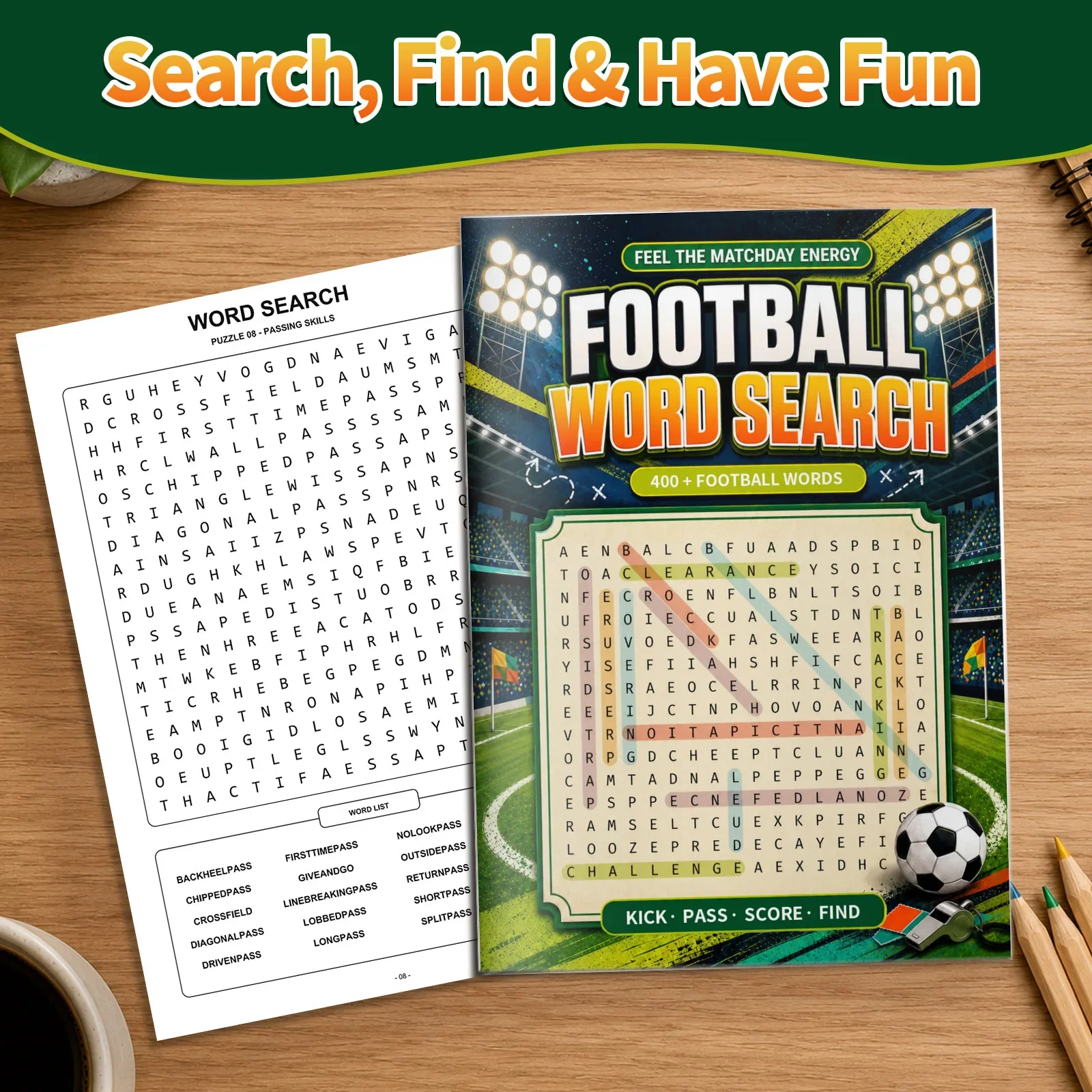 Football Word Search, 400+ Soccer Words on Players, Positions, Skills, Matches and Game Action for Fans view 5