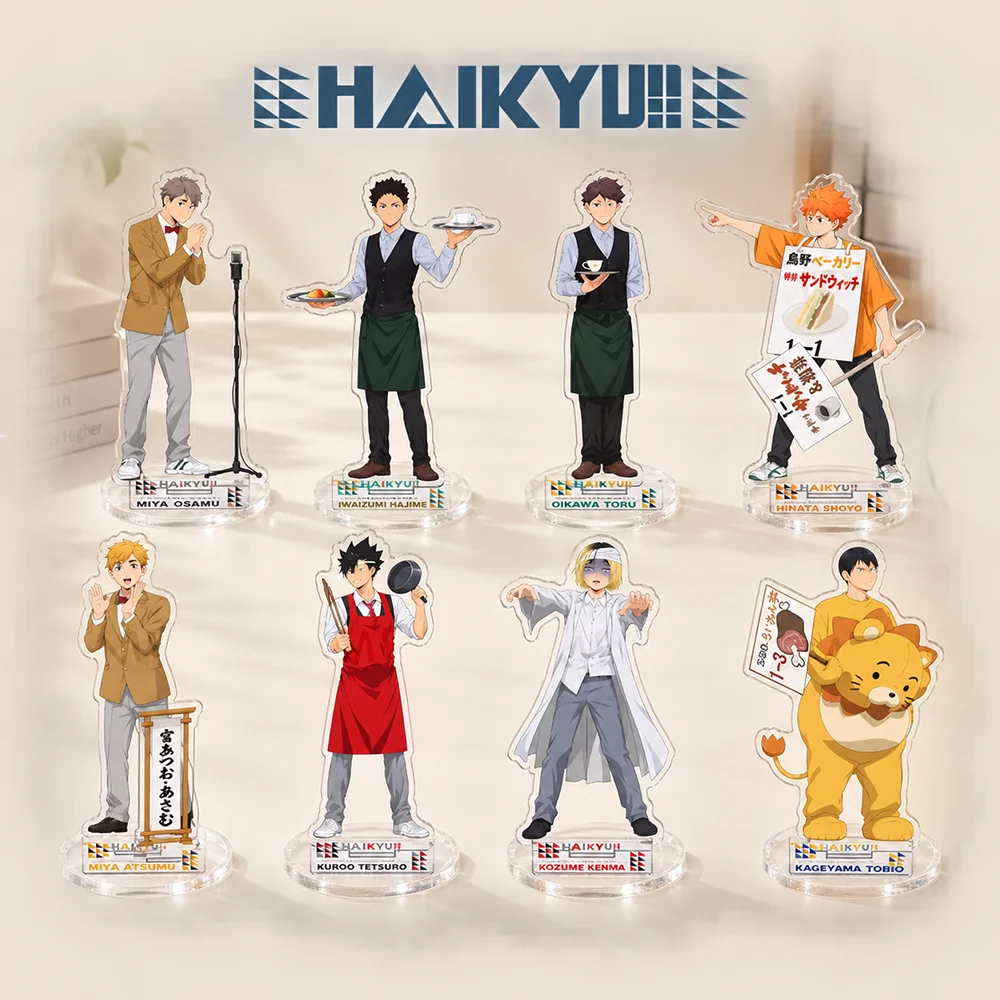 Haikyuu 15cm Acrylic Stand Figures Cafe Restaurant Waiter Chef Theme Keychain Anime Desktop Tabletop Ornament Fans Gift