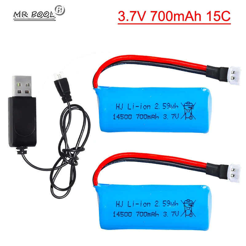 14500 3.7v 700mah 15C Li-ion Battery XH2.54 For JJRC C2 D828 RC Car Parts, RC Electric toy accessories remote control aircraft