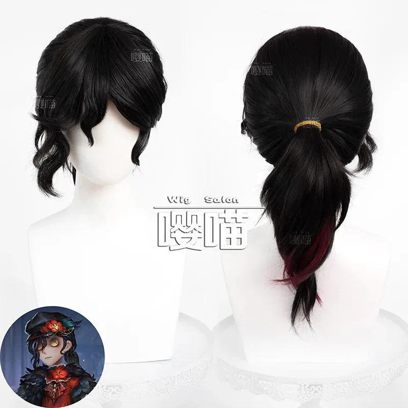 لعبة الهوية الخامس الرسام إدغار فالدن شعر مستعار تأثيري أسود مقاومة للحرارة الشعر الاصطناعية أنيمي دور اللعب الرسام الباروكات هالوين