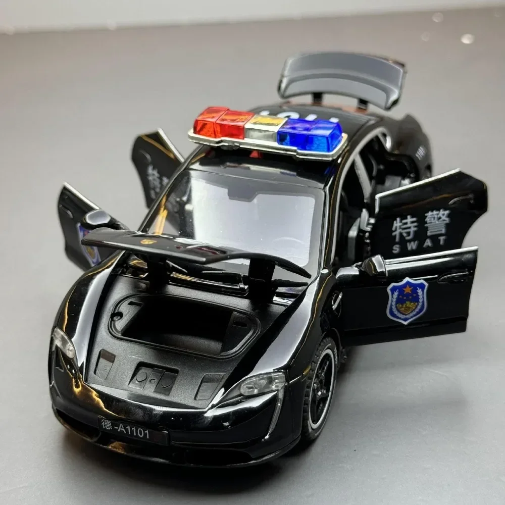 1/32 Taycan Police Metal Toy lega auto diecast e veicoli giocattolo modello di auto con luce sonora tirare indietro modello di auto per i regali dei