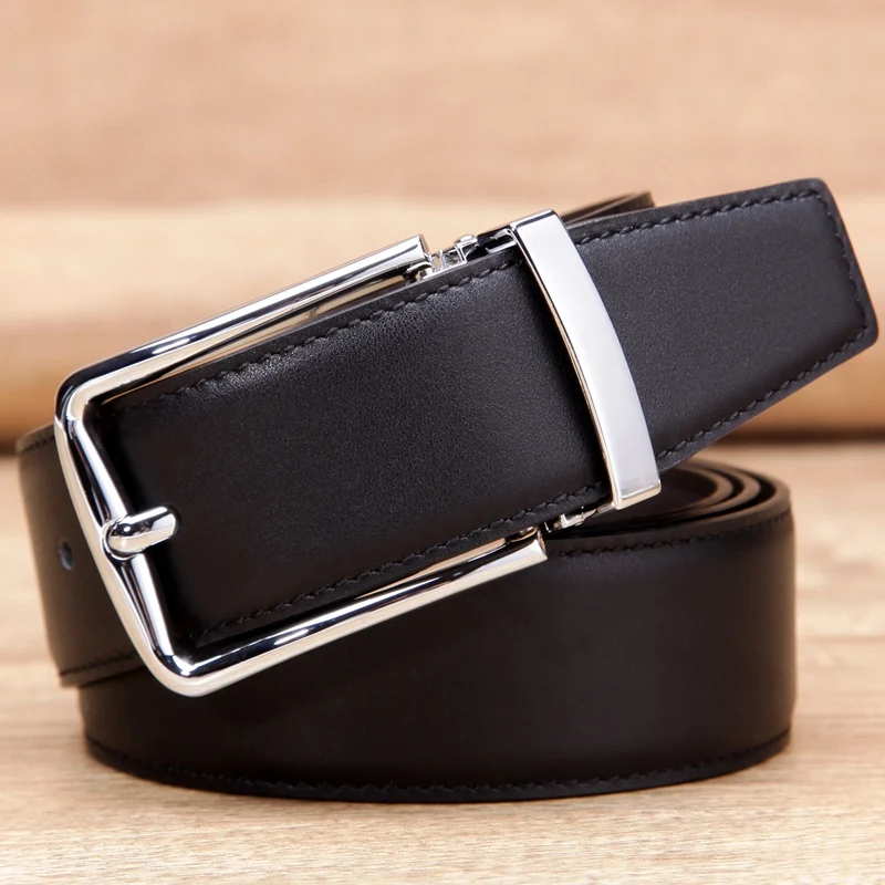 

Genuine Leather Belt for Men Simple Versatile Busin Casual Two-Sided Use Top Layer Cowhide Waist Belt for All Ages