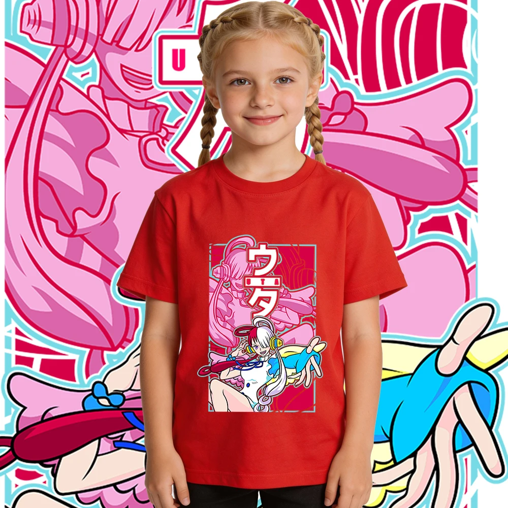 One Piece Uta Anime Print Boys Girls Cotton T Shirt Kids Casual Summer Top Soft Breathable Daily Wear view 5