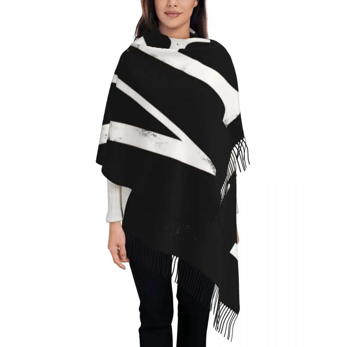 

Женский шарф Jack Skellington LOVE на заказ, длинные зимние теплые шаль с кисточками, шарфы унисекс