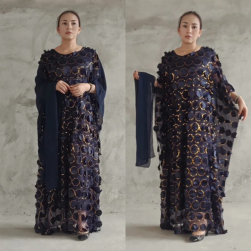 African Dresses Embroidered Abayas For Women Robe Evening Inner Dresses scarf Muslim 3pcs Set Ankara Dashiki Boubou Gown Kaftan