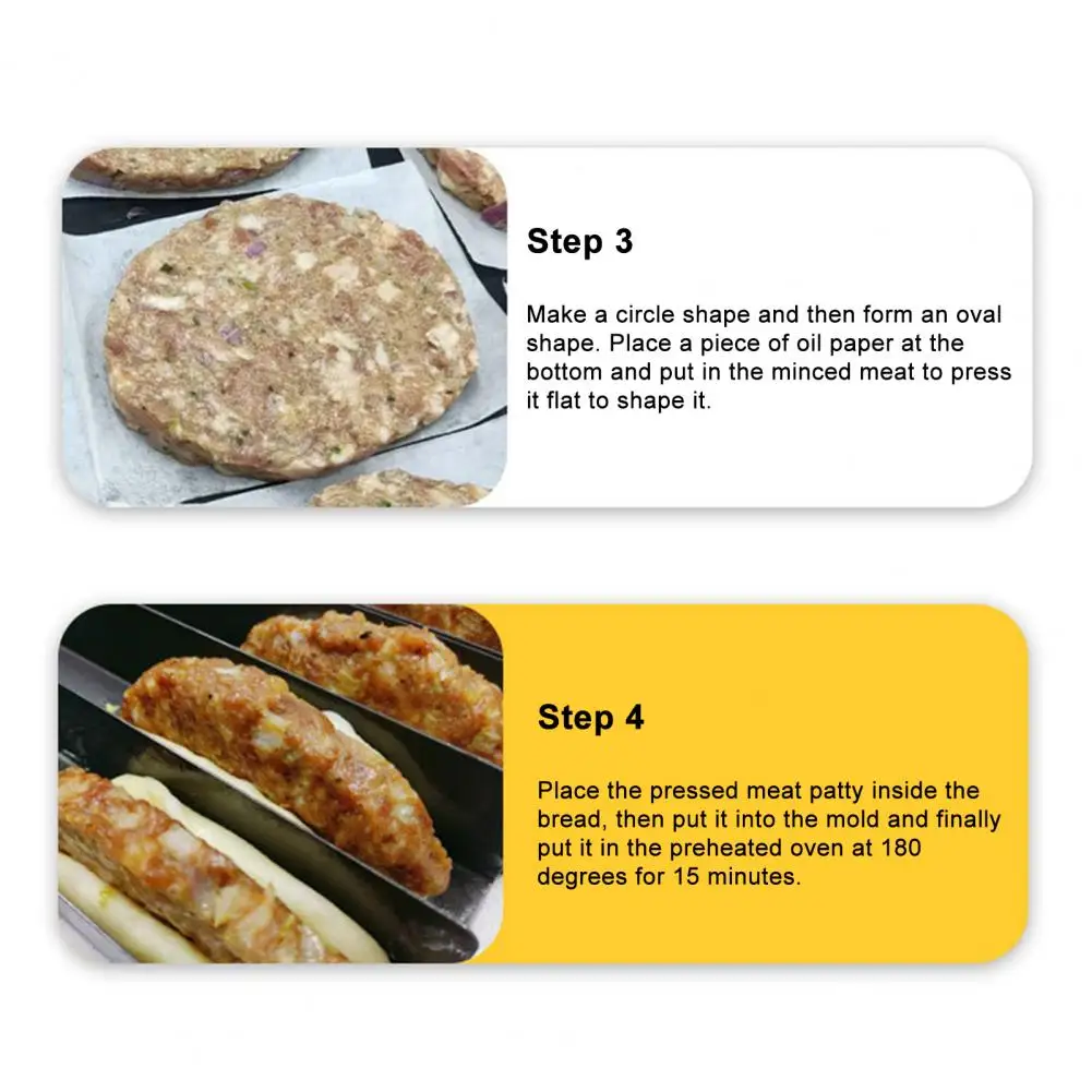 Durable Bread Mold Bread Baking Mold Non-stick U-shaped Bread Biscuit Mold Set for Oven Use Carbon Steel Pork Chop Bun for Home