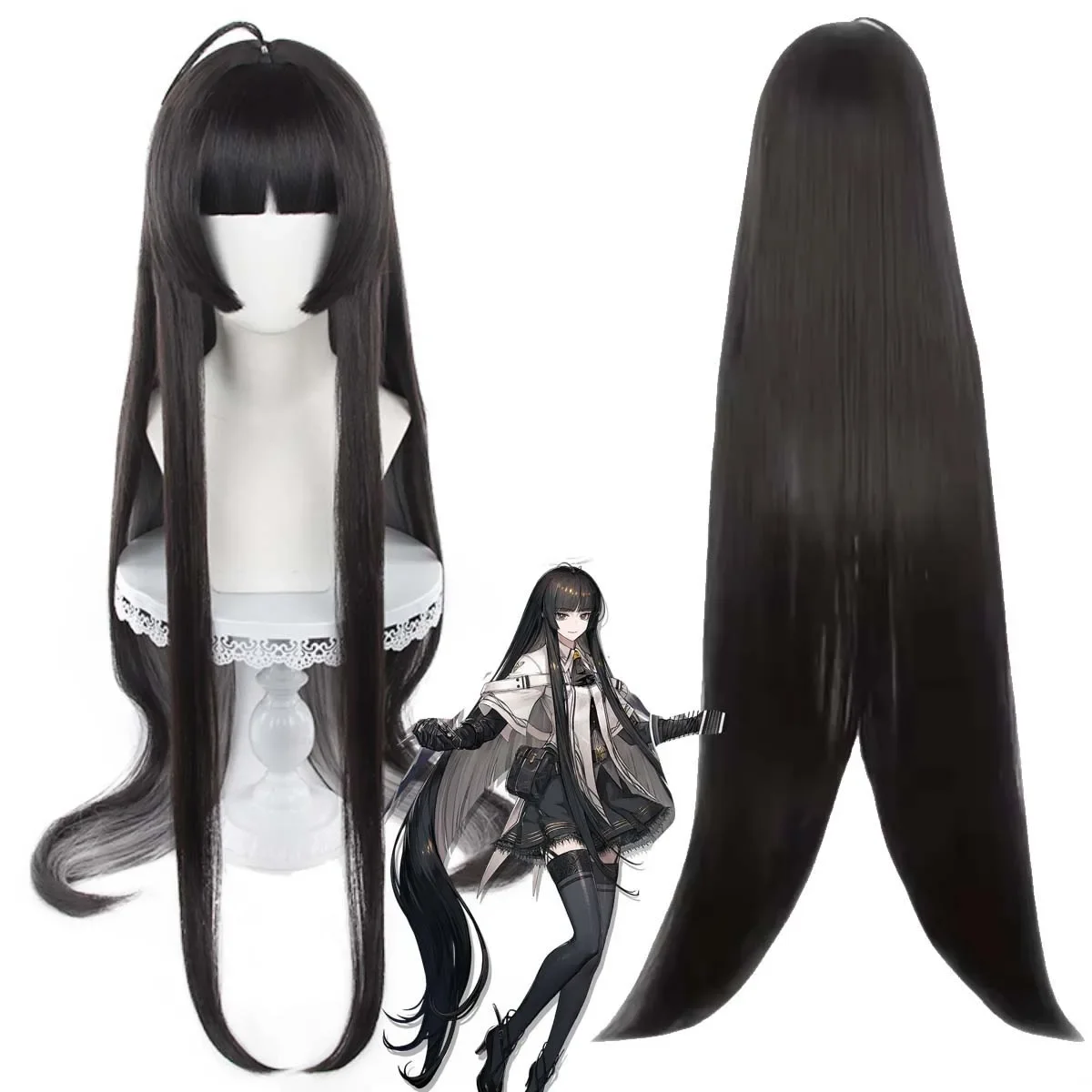 

Adult Halloween Party Carnival Props Game Cosplay Long Black Straight Hair Wig