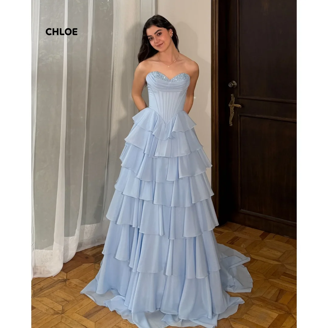 

Line A Elegant Evening Dresses for Woman Party Customized Luxury Party Dress Sleeveless Pink Formal Occasion Dresses Multi-layer