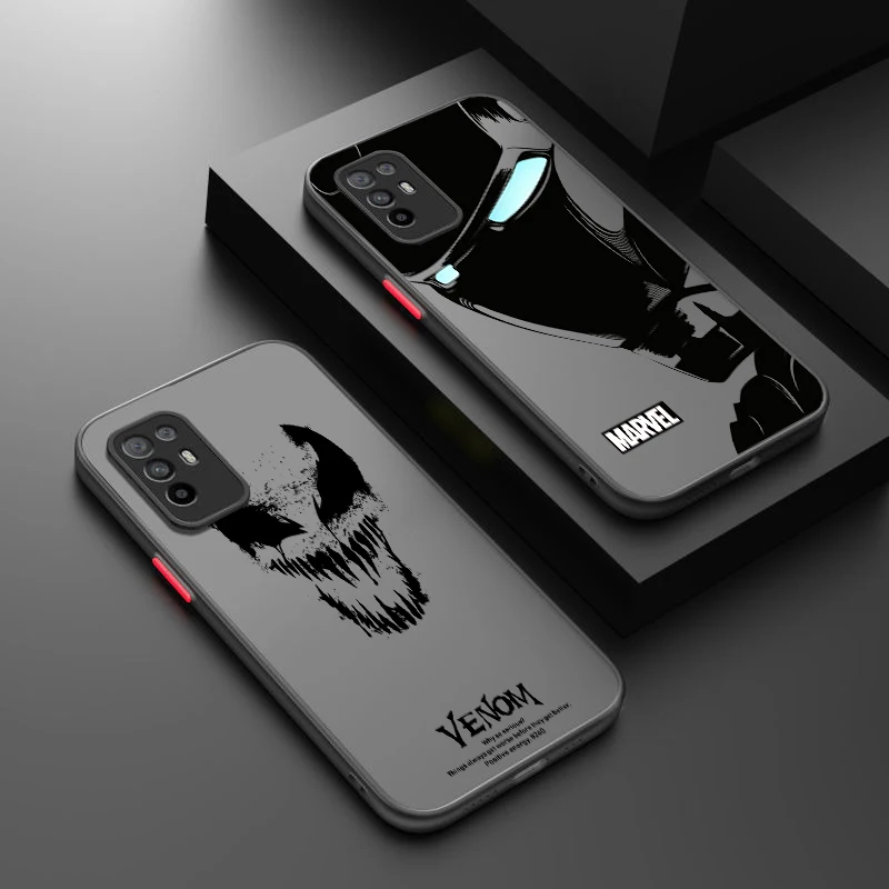 Marvel Spiderman Venom For OPPO A98 A96 A94 A93 A78 A77S A76 A74 A73 A72 A57E S A56S Frosted Translucent Phone Case