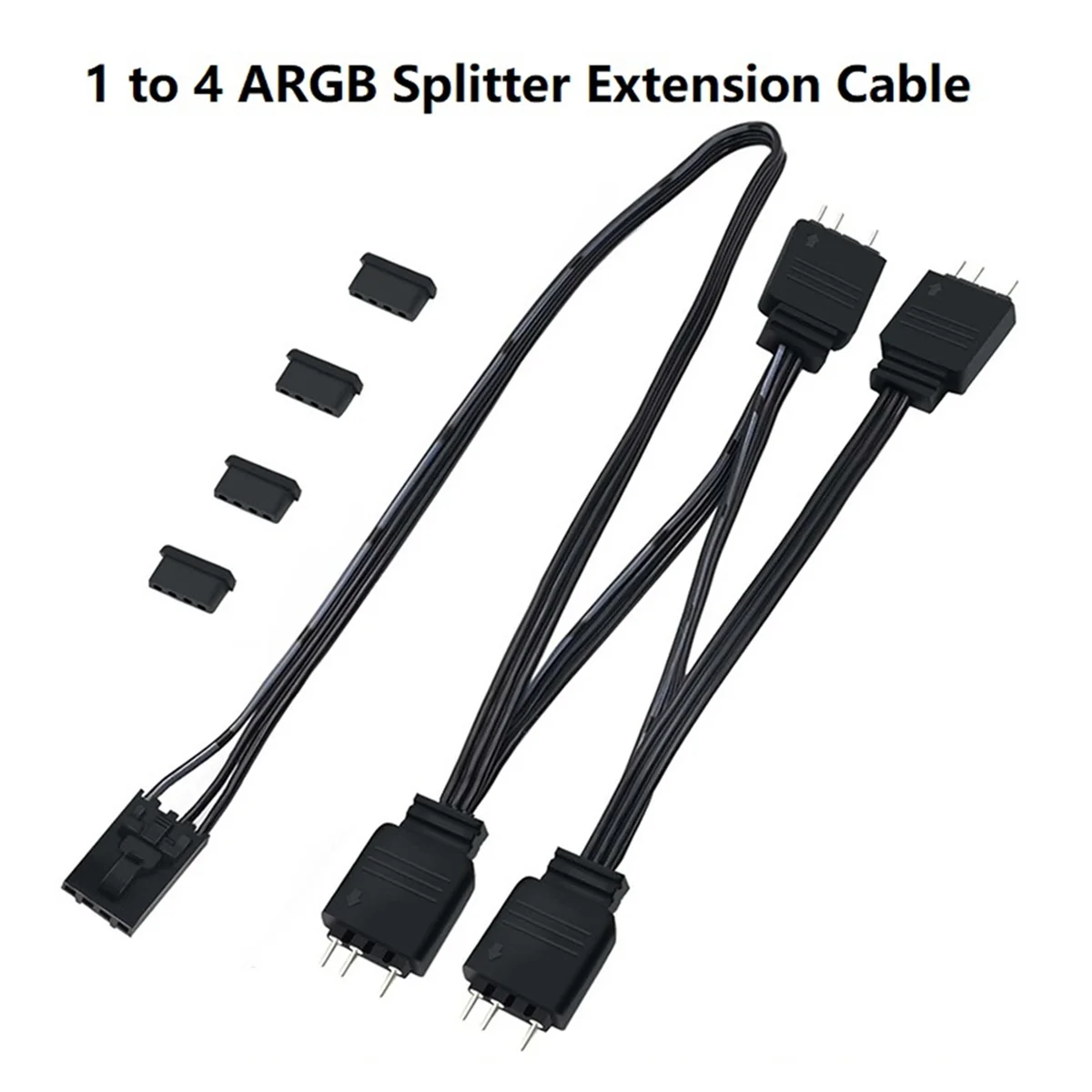 AAAE 1 to 4 ARGB Splitter Extension Cable Connect to 5V 3-Pin ARGB for Commander Core and ICUE Commander CORE XT