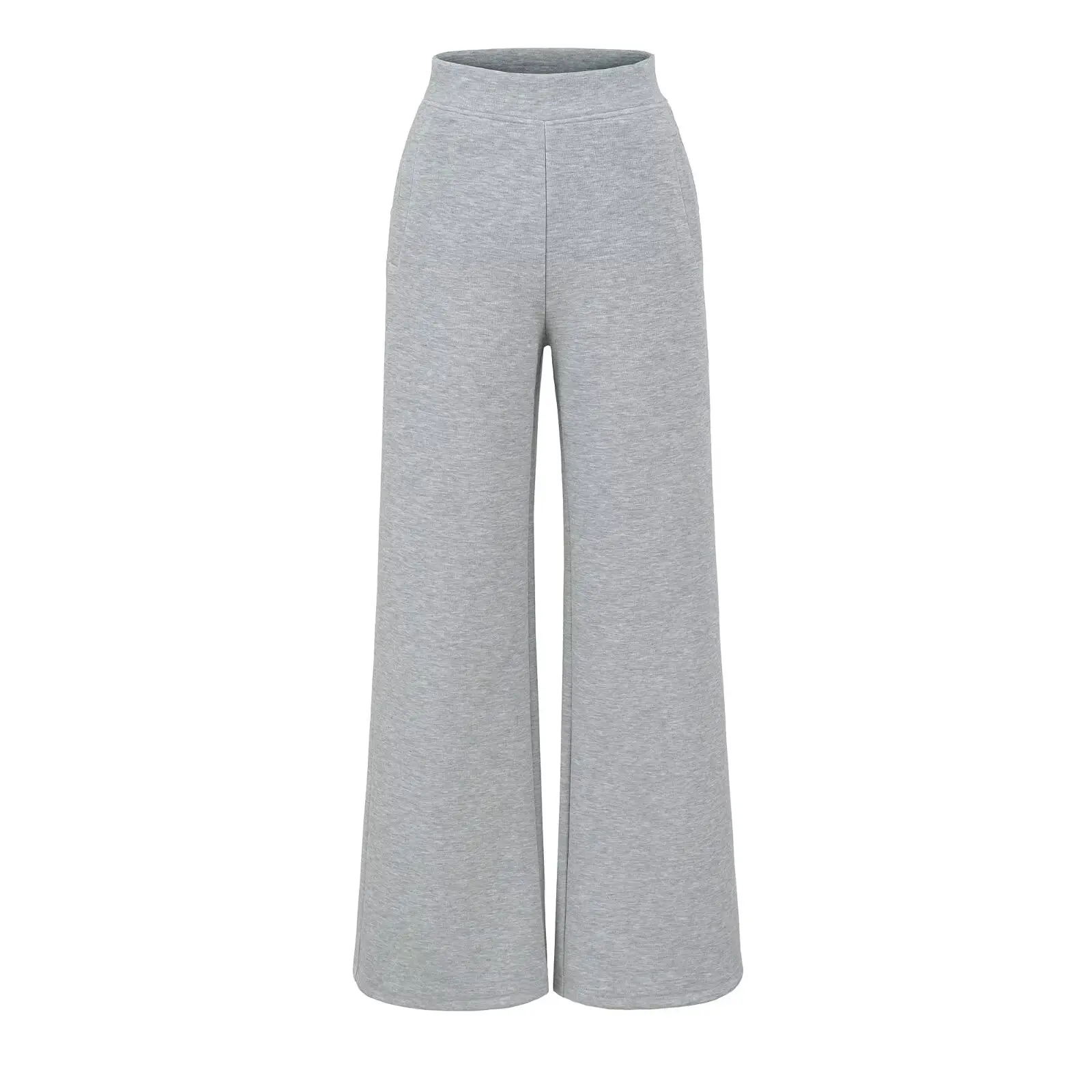 High Waist Fleece Lined Wide Leg Pants Women's Casual Sporty Draped Versatile Loose Fit Straight Cut Autumn Winter Trousers