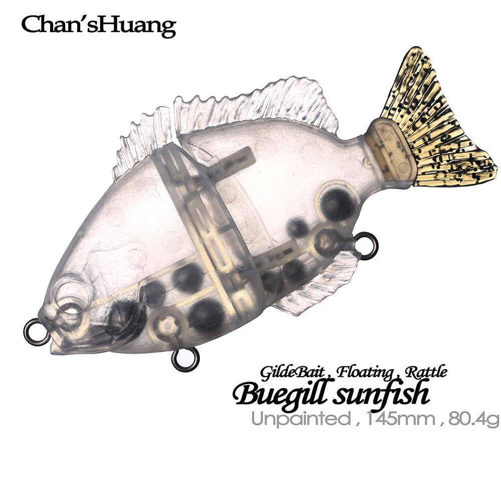 Chan'sHuang 3PCS Unpainted Blanks Bait 14.5cm 80.4g Floating Rattle Gilde Swimbait Soft Tail Handmade Artificial Fishing Lure