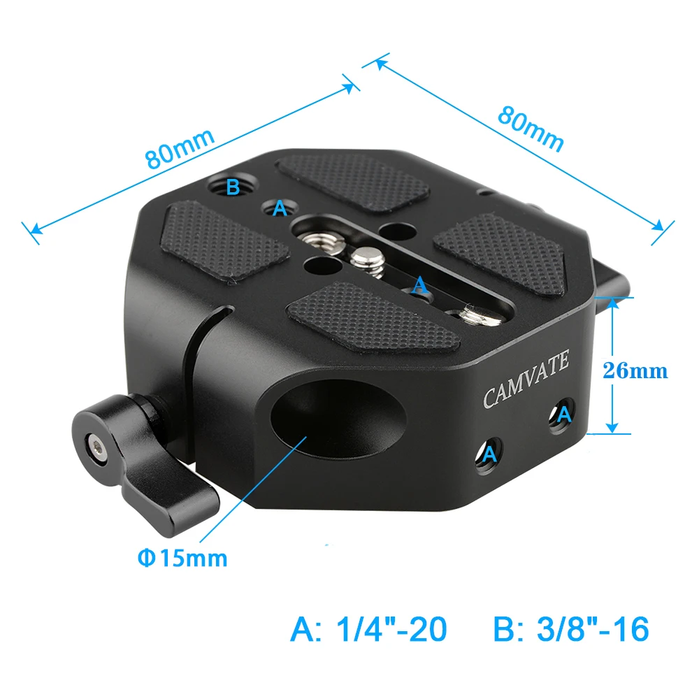 HDRIG Camera Baseplate for Canon C100 C300 C500 with Dual 15mm Rod Rail Clamp for Sony A7 with 3/8