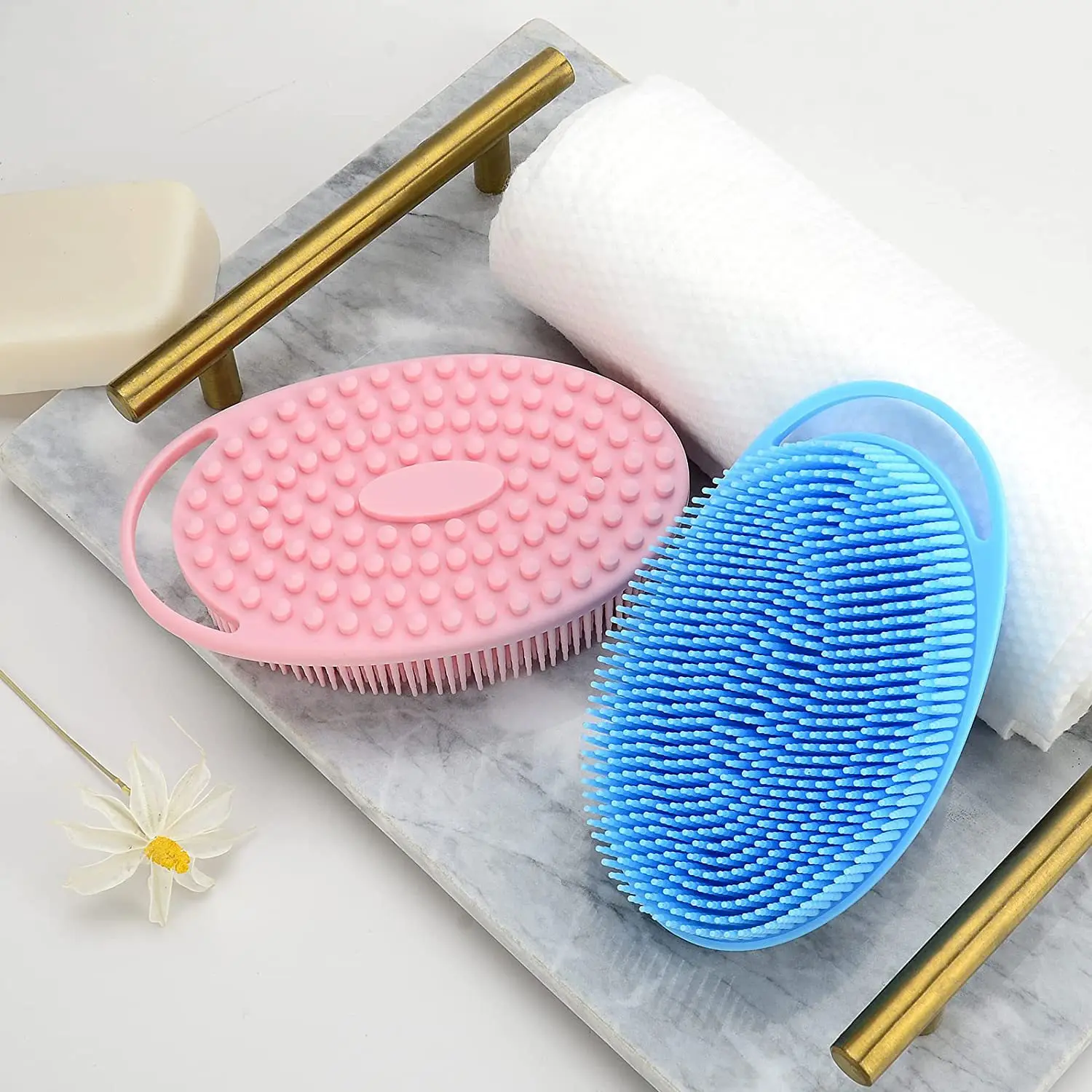 Shampoo Bath Brush Double-sided Use Baby Children Training Soft Silicone Massage Bath Brush Back Scrubber Bathing Accessory