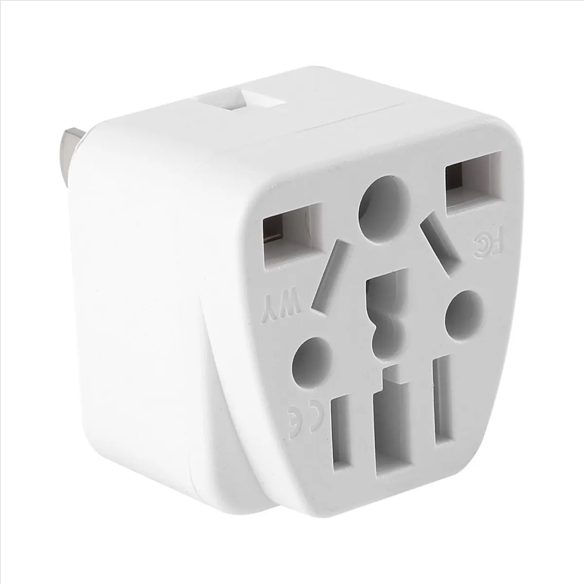 ●US Travel Plug Adapter EU/UK/AU/In/CN/JP/Asia/Italy/Brazil to USA (Type B), 3 Prong USA Plug, Charger Converter White