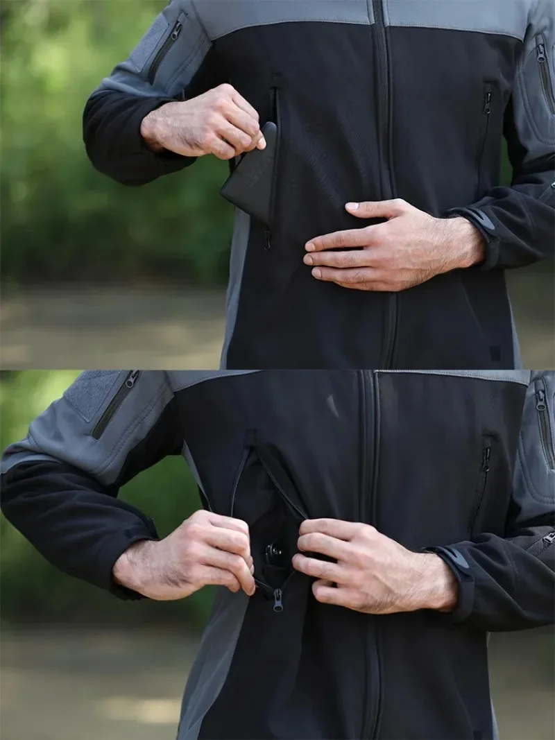 2026 Neues Zweite-Generation-Splicing-Set mit Anti-Hai-Haut-Gefühl Jacke und Hose Fleece Wasserdichtes Softshell-Jacken-Set – Detail 13