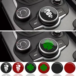 Center Console Knob Surface Decoration Carbon Fiber Car Stickers For Alfa Romeo Giulia Stelvio Interior Personality Trim