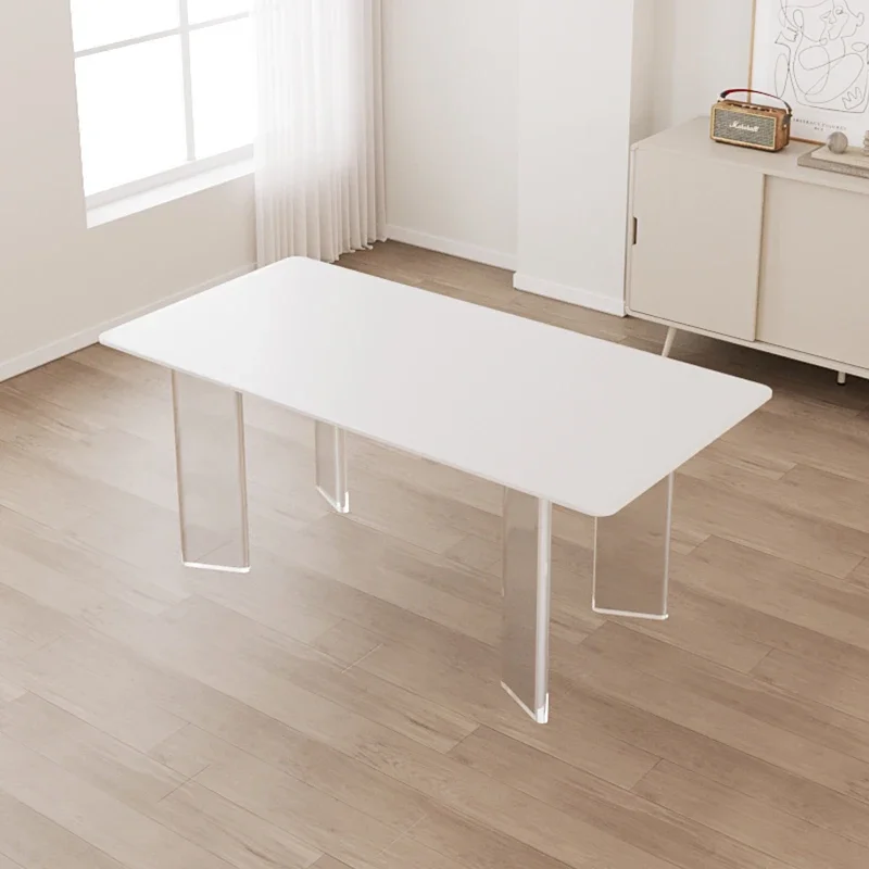 Factory Direct 2026 Rock slab dining table and chairs dining table high transparent acrylic suspension table small apartment hou