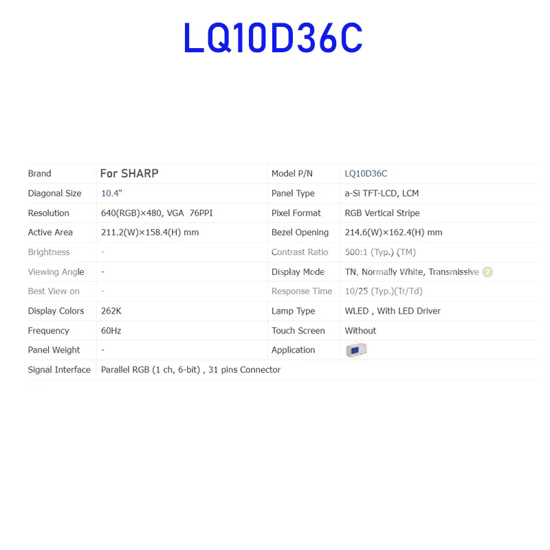 LQ10D36C 10.4นิ้วหน้าจอ LCD สำหรับ Sharp 100% ทดสอบ640*480