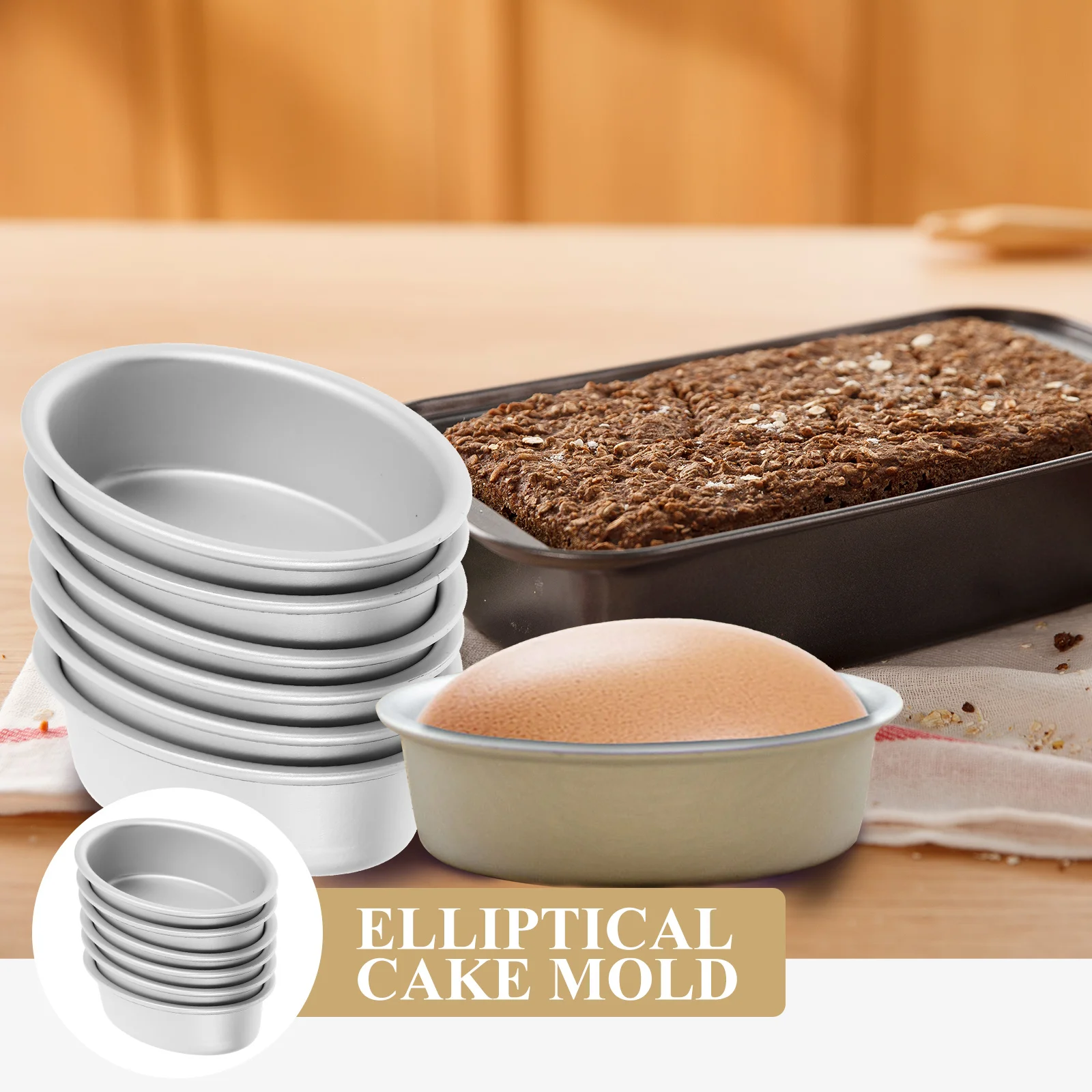 

10pcs Cake Mold Set Oval Cheesecake Pan Mini Baking Pans Easy Cleaning Non Stick Wedding Cake Tin Flan Mold Pudding Pan