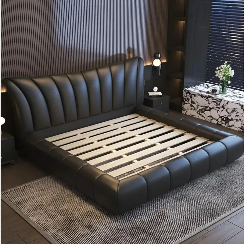 #Italian Storage King High-End Atmospheric Bed 1.5m Wedding Bed Genuine Leather Light Luxury Modern Soft-Padded Queen Bed