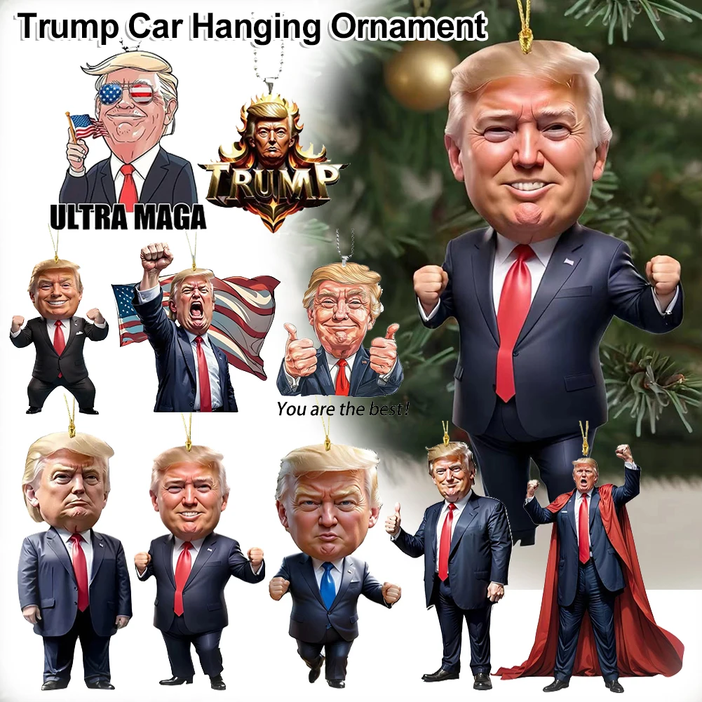 Funny Acrylic Trump America Presidential Election Decor Prop Trump Hanging Charm for Car Interior Rearview Mirror Decoration