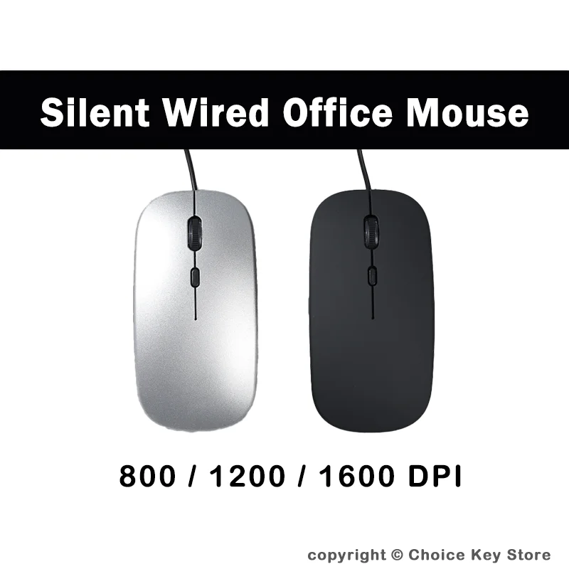 APAYADO T5 USB Wired Office Mouse Silent Buttons 800 1200 1600 DPI Plug and Play for Laptop Desktop All In One PC
